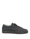 Santoni Man Sneakers Black Size 7.5 Leather In Multi