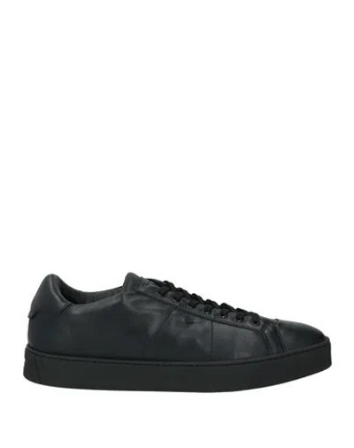 Santoni Man Sneakers Black Size 7.5 Soft Leather