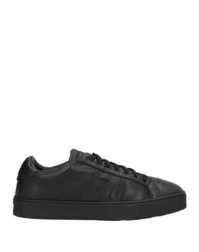 Santoni Man Sneakers Black Size 8 Leather