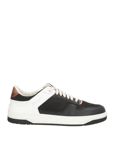Santoni Man Sneakers Black Size 8 Leather