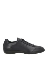 Santoni Man Sneakers Black Size 9 Leather In Black