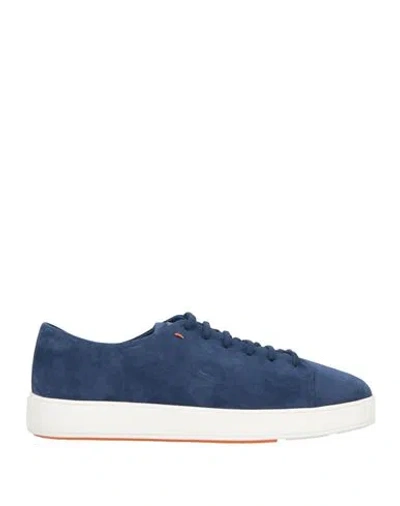 Santoni Man Sneakers Blue Size 7.5 Leather