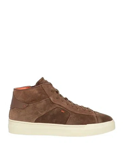 Santoni Man Sneakers Brown Size 6.5 Leather