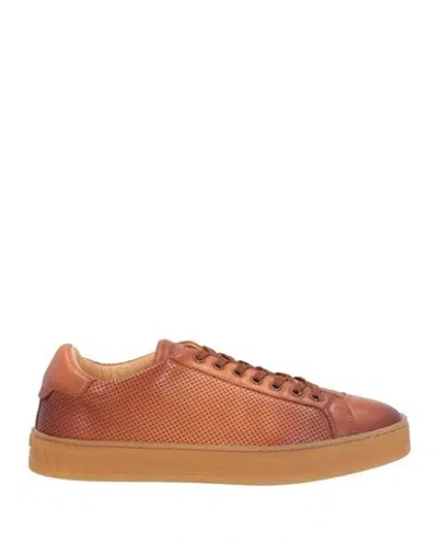 Santoni Man Sneakers Brown Size 8 Soft Leather