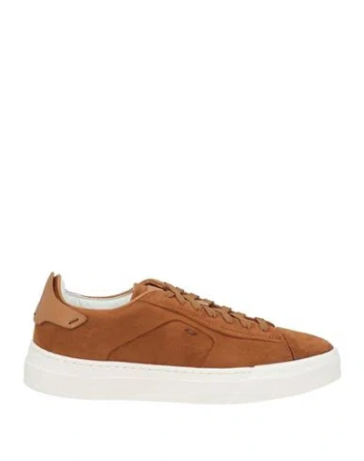 Santoni Man Sneakers Brown Size 9 Leather