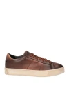 Santoni Man Sneakers Dark Brown Size 8 Soft Leather In Brown