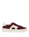 Santoni Man Sneakers Burgundy Size 8 Leather In Red
