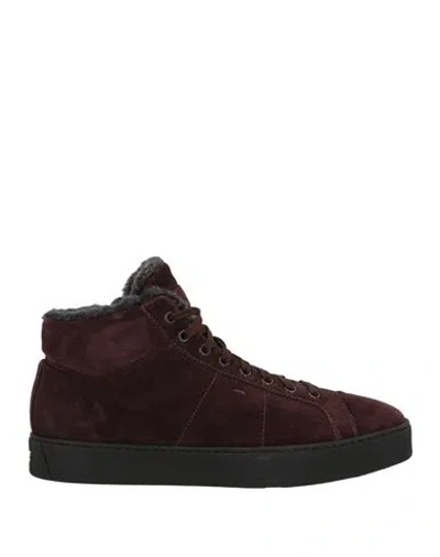 Santoni Man Sneakers Burgundy Size 8.5 Leather