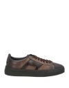Santoni Man Sneakers Chocolate Brown Size 9 Leather In Brown