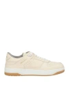 Santoni Man Sneakers Cream Size 9 Leather In White
