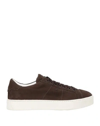 Santoni Man Sneakers Dark Brown Size 6.5 Soft Leather