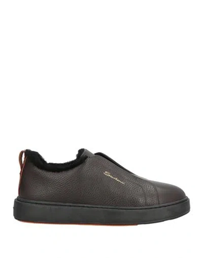 Santoni Man Sneakers Dark Brown Size 8.5 Leather