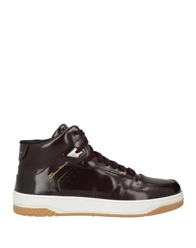 Santoni Man Sneakers Dark Brown Size 9 Leather