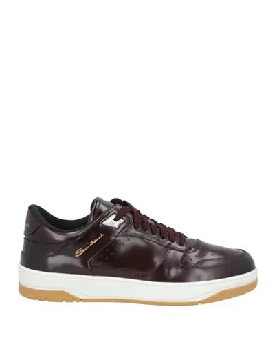 Santoni Man Sneakers Deep Purple Size 9 Leather
