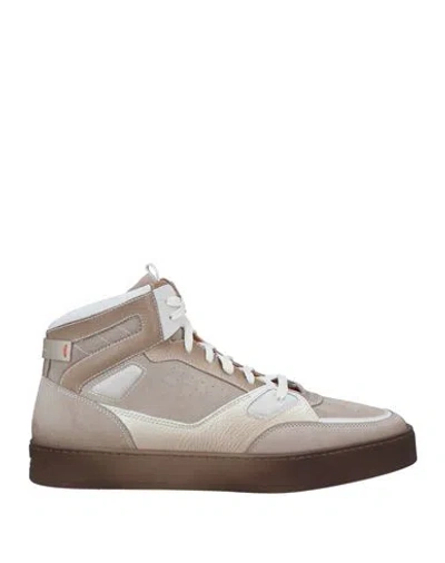 Santoni Man Sneakers Dove Grey Size 9 Leather In Brown