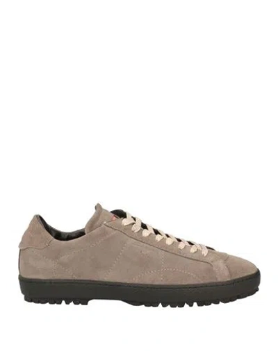 Santoni Man Sneakers Dove Grey Size 9.5 Leather In Brown