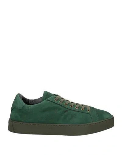 Santoni Man Sneakers Green Size 9 Leather In Brown