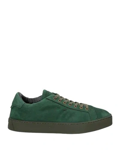Santoni Man Sneakers Green Size 9 Leather