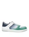 Santoni Man Sneakers Green Size 9 Leather