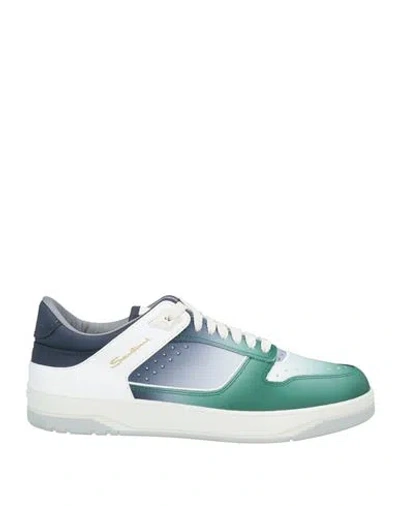 Santoni Man Sneakers Green Size 9 Leather