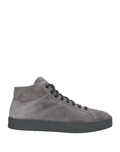 Santoni Man Sneakers Grey Size 12 Leather In Gray