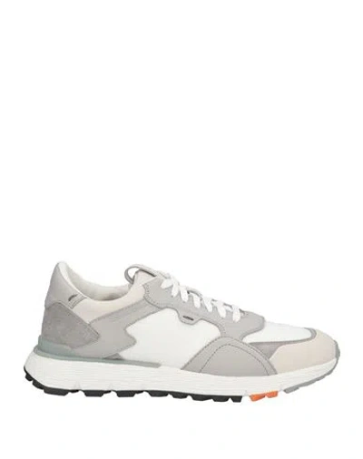 Santoni Man Sneakers Grey Size 7 Leather, Textile Fibers