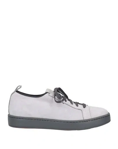 Santoni Man Sneakers Grey Size 9 Soft Leather
