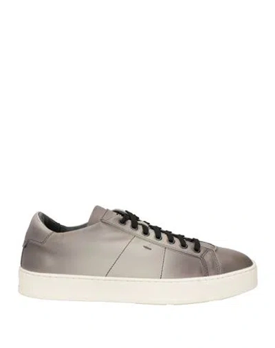 Santoni Man Sneakers Grey Size 9 Soft Leather
