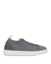 Santoni Man Sneakers Grey Size 6.5 Textile Fibers, Soft Leather