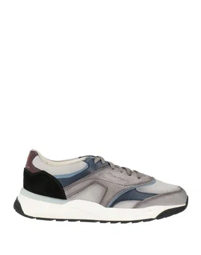 Santoni Man Sneakers Grey Size 9.5 Leather In Gold