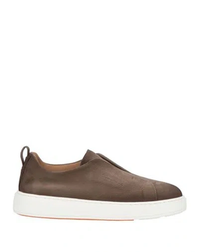 Santoni Man Sneakers Khaki Size 11 Leather In Brown