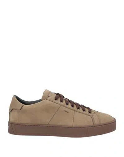 Santoni Man Sneakers Khaki Size 9 Leather In Beige