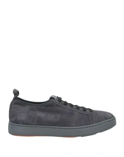 Santoni Man Sneakers Lead Size 8.5 Leather In Gray