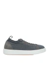 Santoni Man Sneakers Lead Size 11.5 Textile Fibers, Soft Leather In Grey