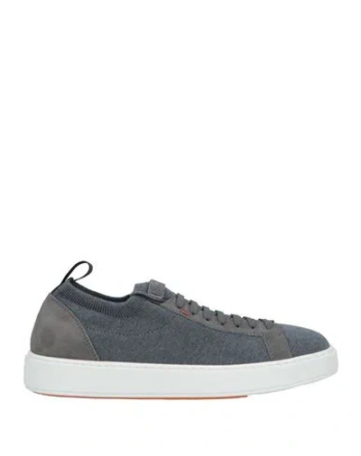 Santoni Man Sneakers Lead Size 10 Textile Fibers, Soft Leather In Grey