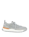 Santoni Man Sneakers Light Grey Size 12 Leather In Grey