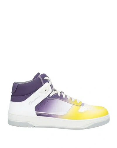 Santoni Man Sneakers Light Yellow Size 9 Leather