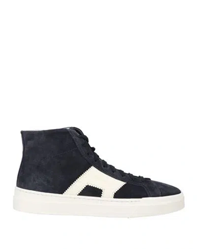 Santoni Man Sneakers Midnight Blue Size 12 Leather