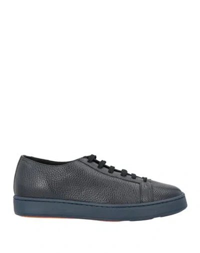 Santoni Man Sneakers Midnight Blue Size 7.5 Leather
