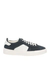 Santoni Man Sneakers Midnight Blue Size 10 Leather In Blue