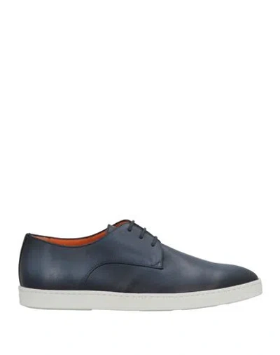 Santoni Man Sneakers Midnight Blue Size 8.5 Leather