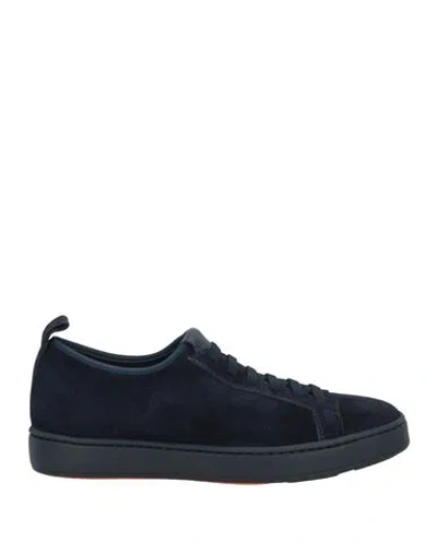 Santoni Man Sneakers Midnight Blue Size 9 Leather