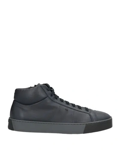 Santoni Man Sneakers Midnight Blue Size 9 Leather