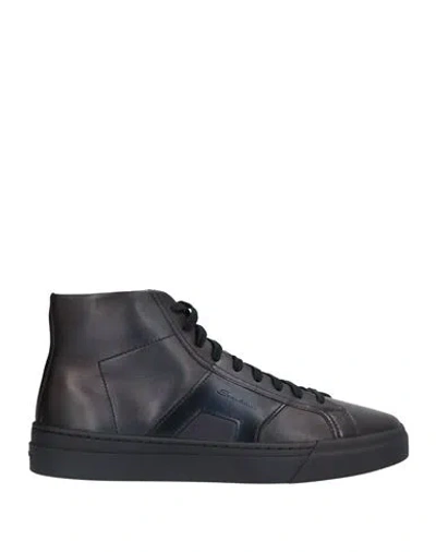 Santoni Man Sneakers Midnight Blue Size 9 Leather