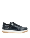 Santoni Man Sneakers Midnight Blue Size 9 Leather In Blue