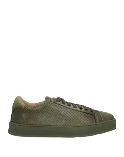 Santoni Man Sneakers Military Green Size 7.5 Leather