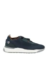 Santoni Flin Sneakers With Contrast Sole And Pull Tab In Blue