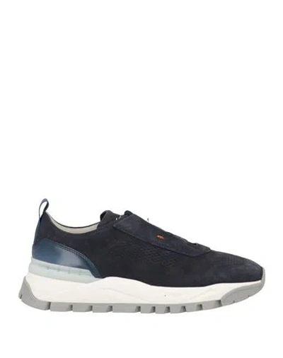 Santoni Man Sneakers Navy Size 11.5 Leather
