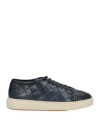 Santoni Man Sneakers Navy Blue Size 12 Soft Leather