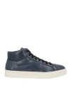 Santoni Man Sneakers Navy Size 9 Leather In Navy